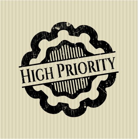 High Priority rubber stamp with grunge texture