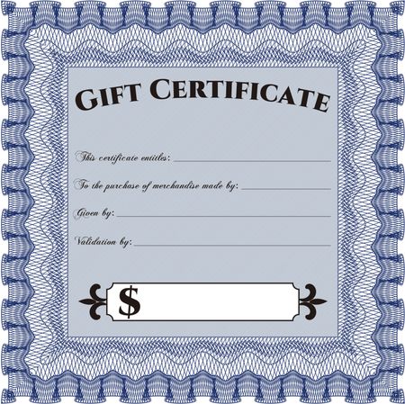 Formal Gift Certificate template. Complex background. Detailed.Artistry design.