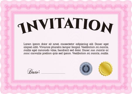 Vintage invitation template. With background. Retro design. Vector illustration.