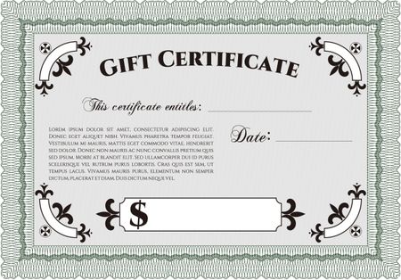Vector Gift Certificate template. With background. Detailed.Superior design. 