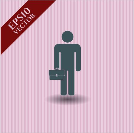 Businessman holding briefcase vector icon