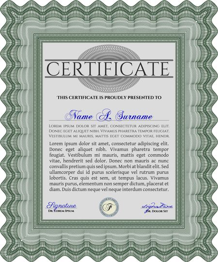 Diploma template or certificate template. Vector certificate template.With linear background. Modern design. 