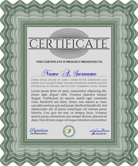 Diploma template or certificate template. Vector certificate template.With linear background. Modern design.