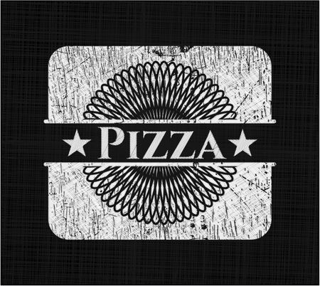 Pizza chalkboard emblem written on a blackboard