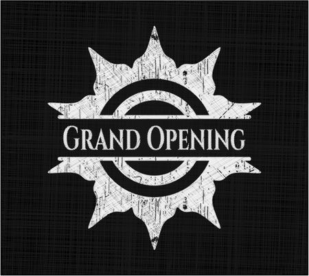 Grand Opening written with chalkboard texture