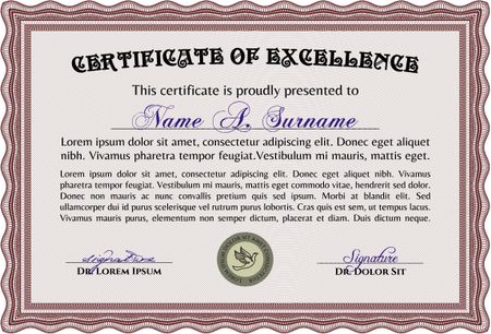 Certificate or diploma template. Detailed.With complex linear background. Good design. 