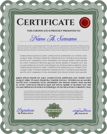 Diploma template or certificate template. Money style.Modern design. Printer friendly. 