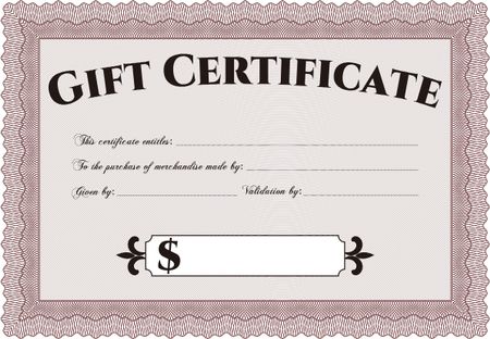 Retro Gift Certificate. Beauty design. Border, frame.With background.