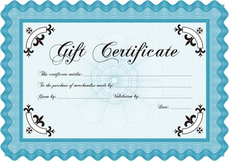 Retro Gift Certificate. Nice design. With complex linear background. Border, frame.