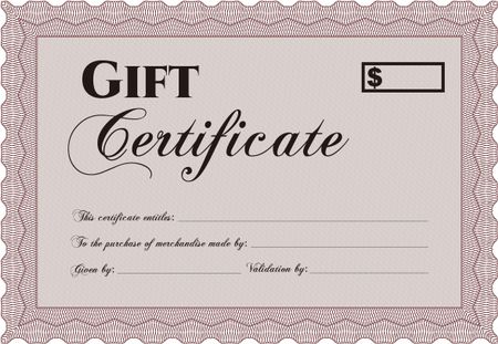 Gift certificate template. Detailed.With guilloche pattern. Sophisticated design. 