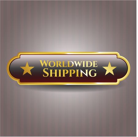 Worldwide Shipping gold emblem or badge