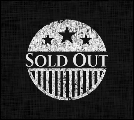 Sold Out chalkboard emblem written on a blackboard