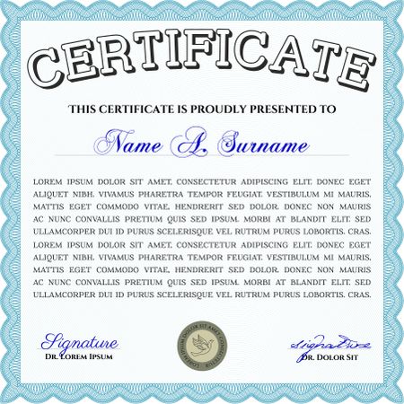 Certificate template or diploma template. Nice design. With linear background. Vector illustration.