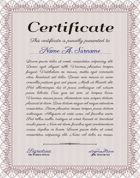 Certificate. Superior design. Border, frame.Easy to print. 