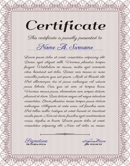 Certificate. Superior design. Border, frame.Easy to print.