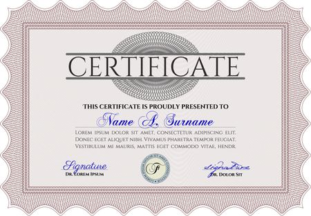 Certificate template or diploma template. Money style.Sophisticated design. With great quality guilloche pattern. 