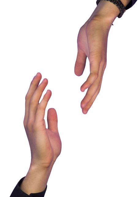 hands on a posture of helping someone
