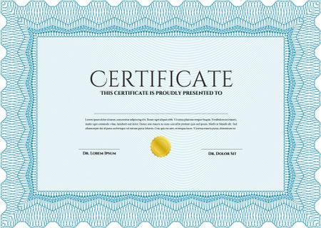 Diploma or certificate template. With guilloche pattern. Artistry design. Detailed.