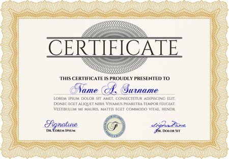 Diploma or certificate template. Retro design. Vector certificate template.With guilloche pattern. 