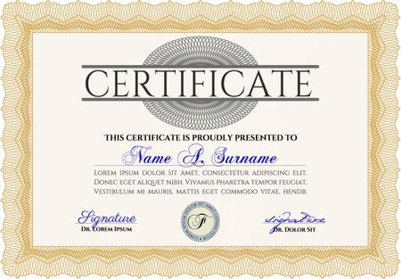 Diploma or certificate template. Retro design. Vector certificate template.With guilloche pattern.