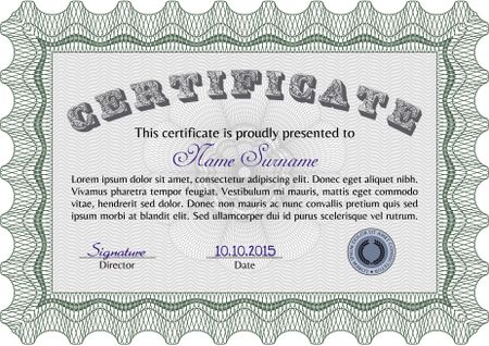 Certificate. With complex linear background. Artistry design. Diploma of completion.