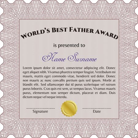 World's Best Father Award Template. Vector illustration.Complex design. With background. 