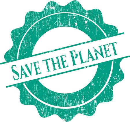 Save the Planet rubber stamp with grunge texture