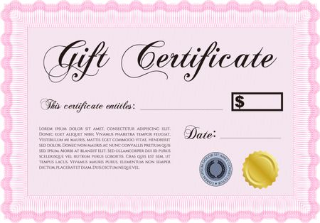 Vector Gift Certificate. Border, frame.With guilloche pattern and background. Excellent complex design. 