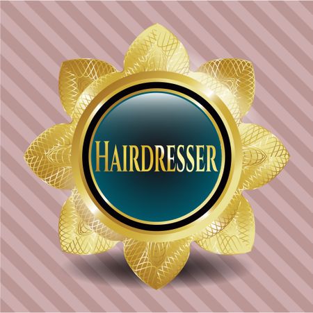 Hairdresser gold shiny emblem