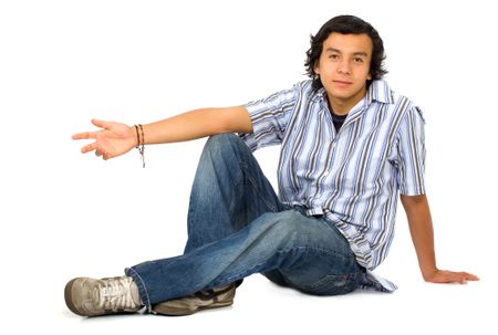 casual man portrait smiling - isolated over a white background