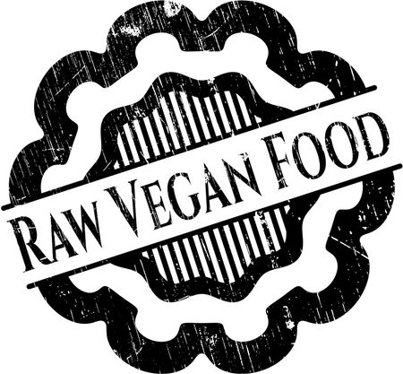 Raw Vegan Food rubber stamp with grunge texture