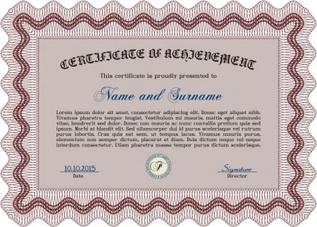 Certificate of achievement. Lovely design. With linear background. Customizable, Easy to edit and change colors.