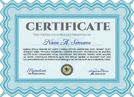 Sample certificate or diploma. Vector certificate template.Easy to print. Superior design. 