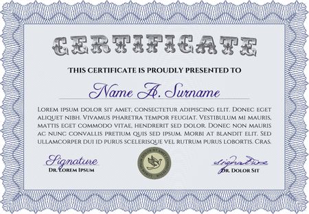 Certificate template. Diploma of completion.Easy to print. Sophisticated design. 