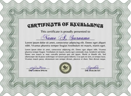 Diploma template or certificate template. Easy to print. Vector pattern that is used in currency and diplomas.Lovely design.