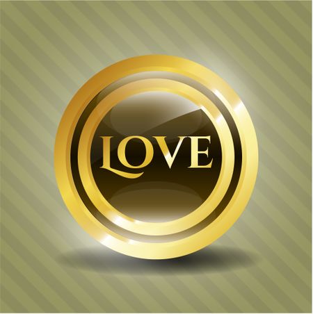 Love gold shiny emblem