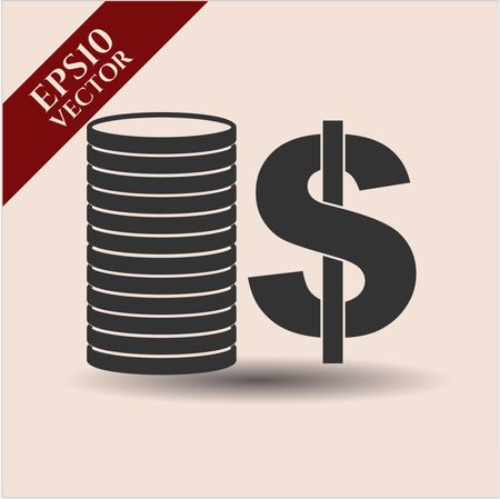 Stack of coins vector icon or symbol