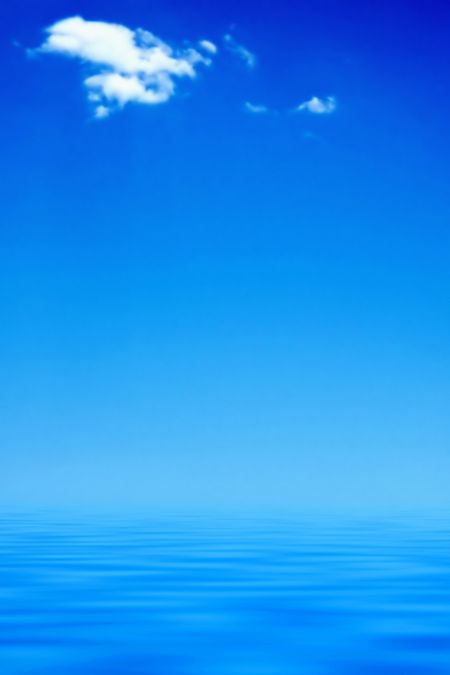 beautiful blue background with the sky reflected on the water