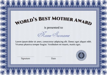 World's Best Mom Award. Nice design. Vector illustration.With complex linear background. 