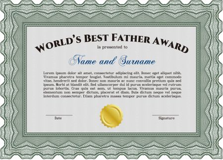 World's Best Dad Award. Complex background. Excellent design. Border, frame.