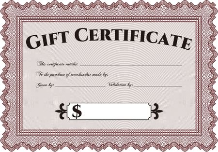 Modern gift certificate. Border, frame.With great quality guilloche pattern. Complex design. 