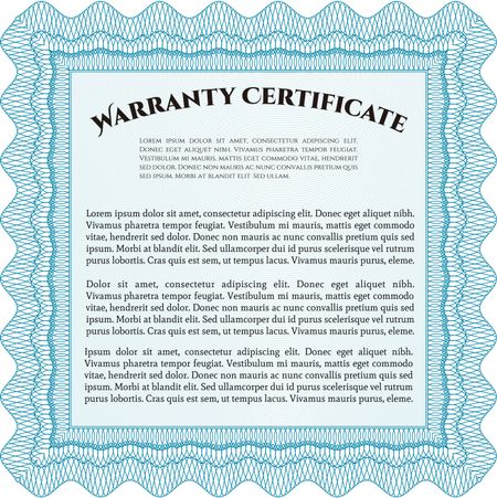 Template Warranty certificate. Complex border. It includes background. Very Customizable. 
