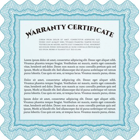 Template Warranty certificate. Complex border. It includes background. Very Customizable.