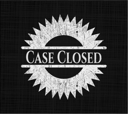 Case Closed chalk emblem written on a blackboard