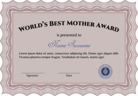 World's Best Mother Award. Nice design. Vector illustration.With linear background. 