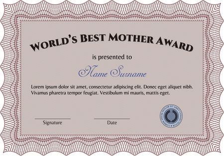 World's Best Mother Award. Nice design. Vector illustration.With linear background.