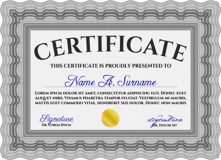 Certificate. Complex background. Artistry design. Money style.