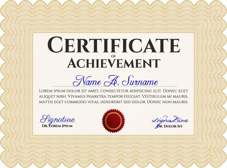 Diploma template or certificate template. With great quality guilloche pattern. Vector illustration.Artistry design. 