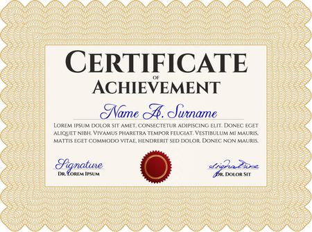 Diploma template or certificate template. With great quality guilloche pattern. Vector illustration.Artistry design.