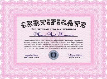 Diploma template or certificate template. Nice design. Complex background. Vector pattern that is used in money and certificate.